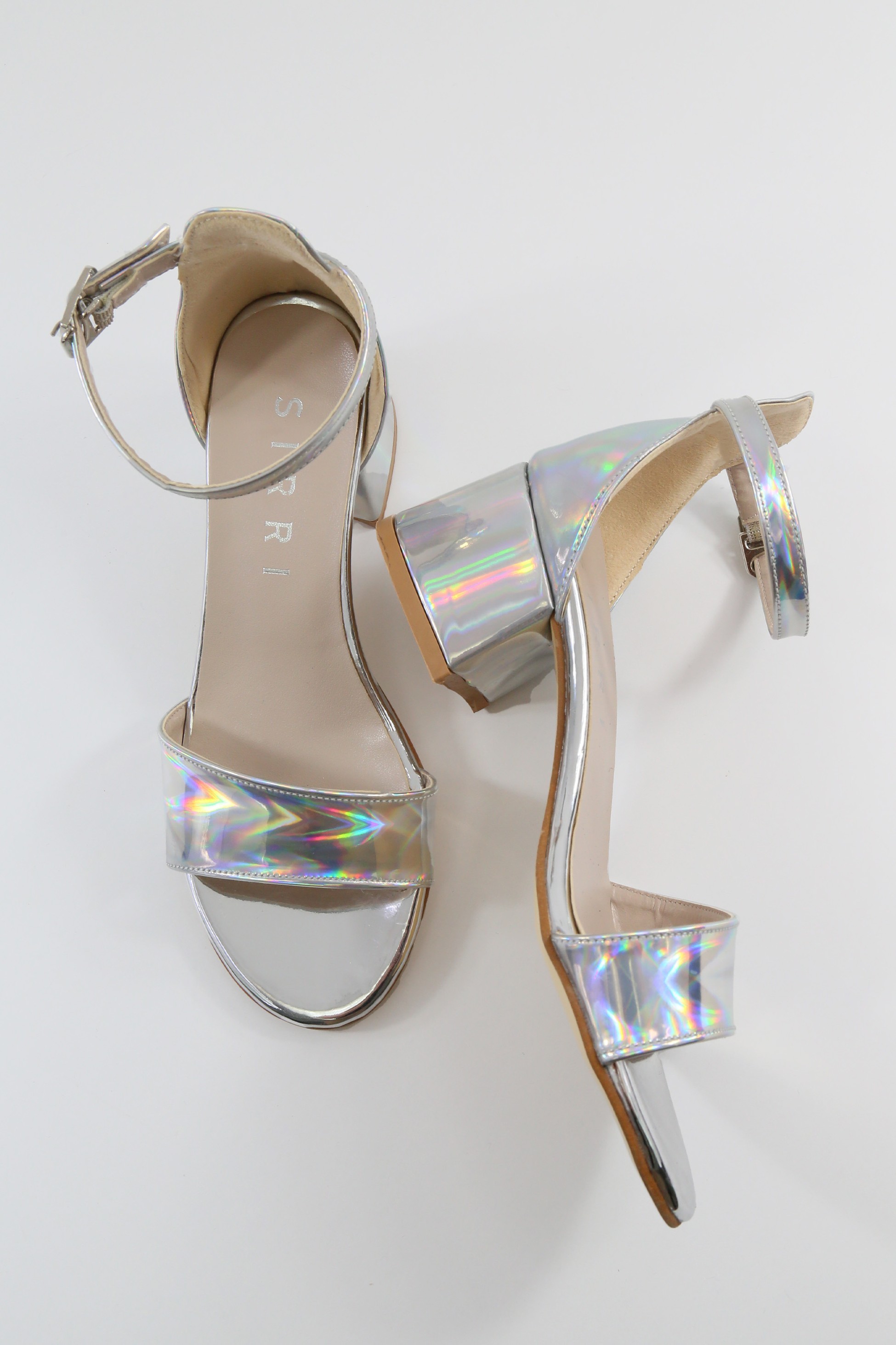 Mädchen Iridescente Blockabsatz-Sandalen in Lackoptik - NOVA - Silber