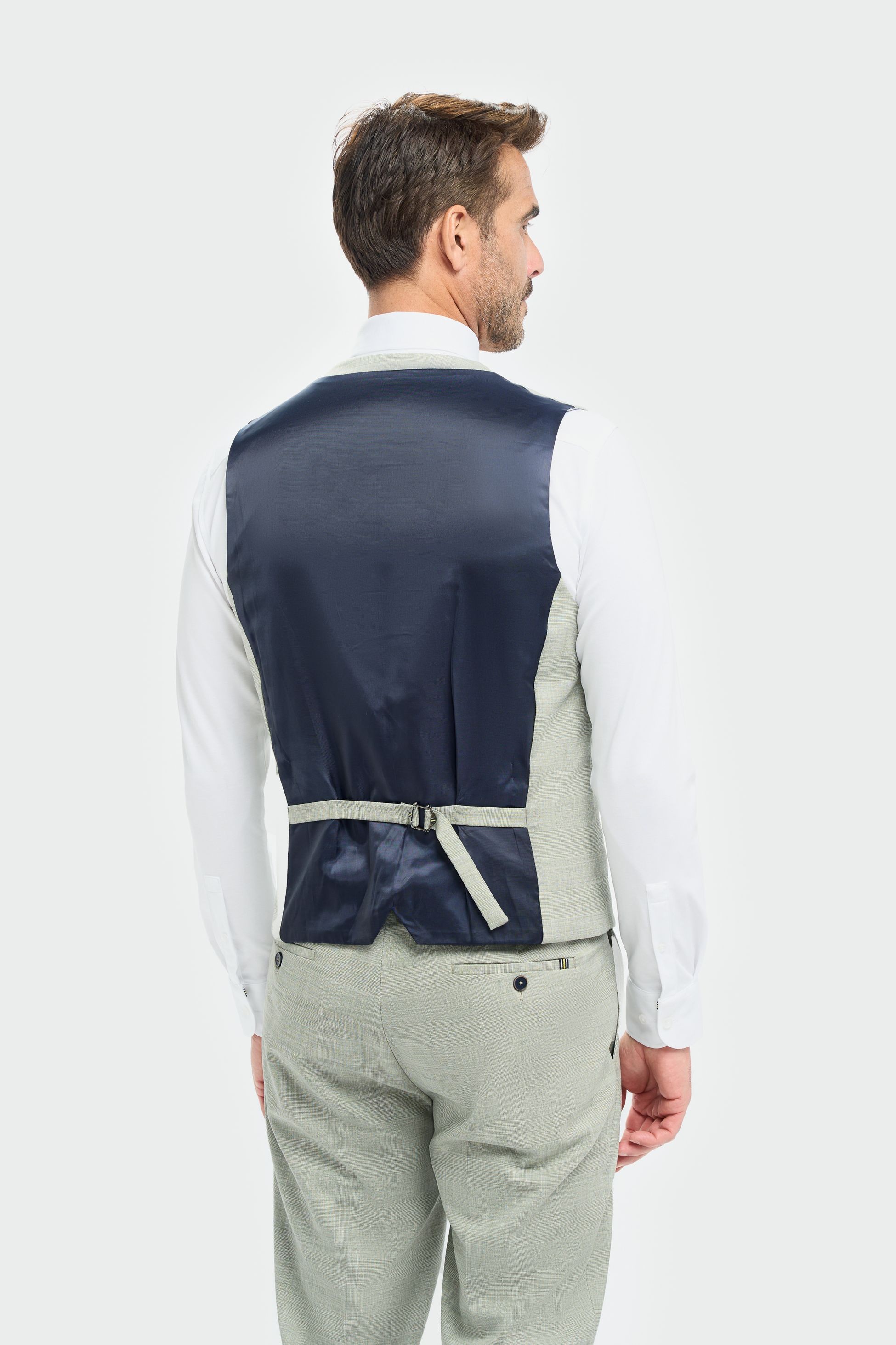 Men’s Sage Green Textured Waistcoat - Camden