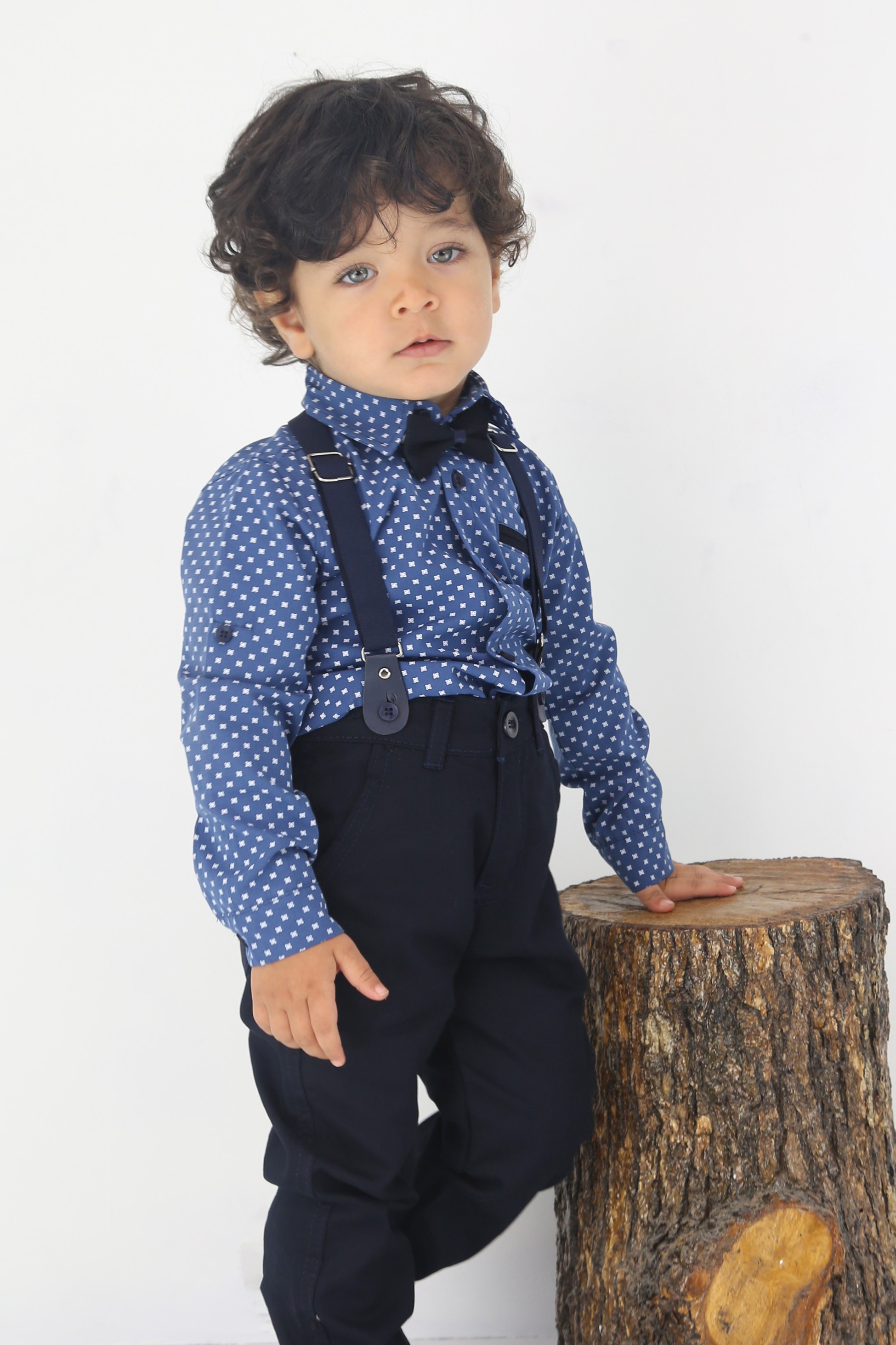 Baby & Jungen Gentleman-Outfit - 4-teiliges Hosenträger-Set - KELEBEK - Saxe - Navy