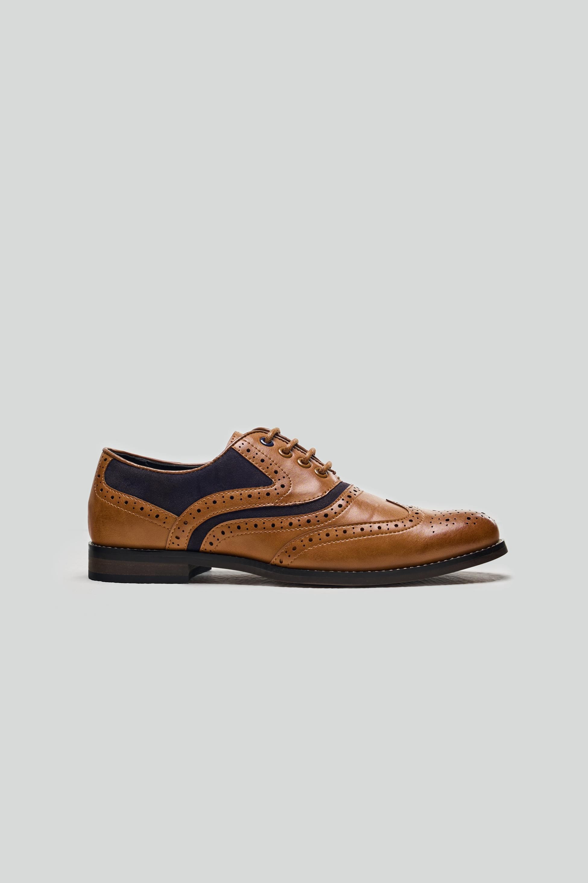 Jungen Schnür-Oxford-Brogue-Schuhe - RUSSEL - Braun braun - dunkelblau