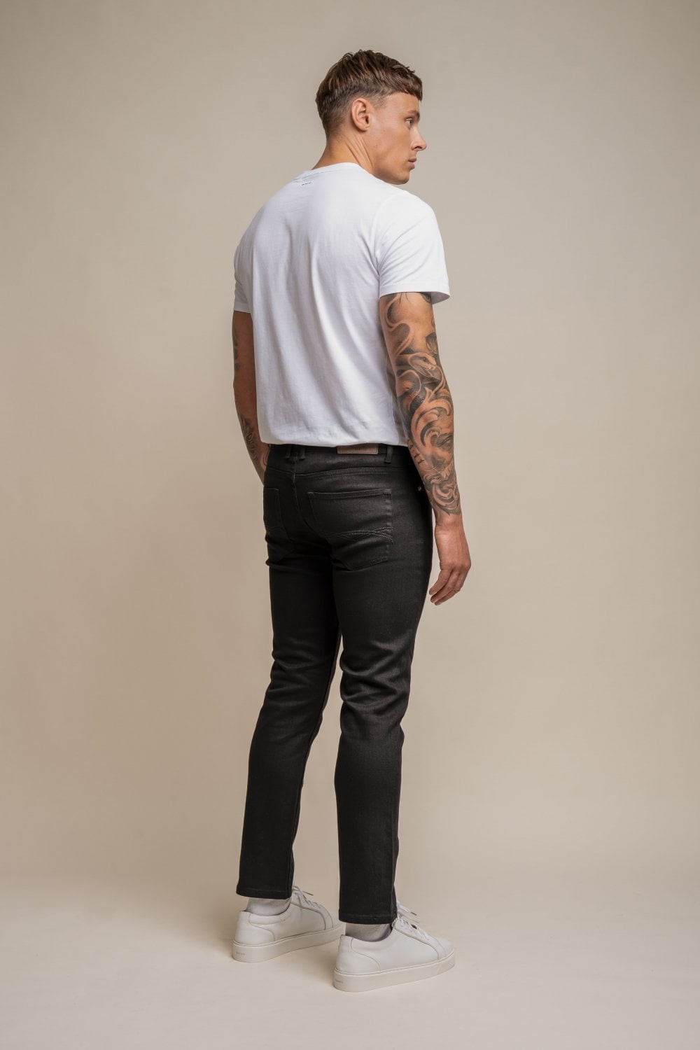 Herren Baumwolle Slim-Fit Stretch Denim Jeans - MILANO - Schwarz