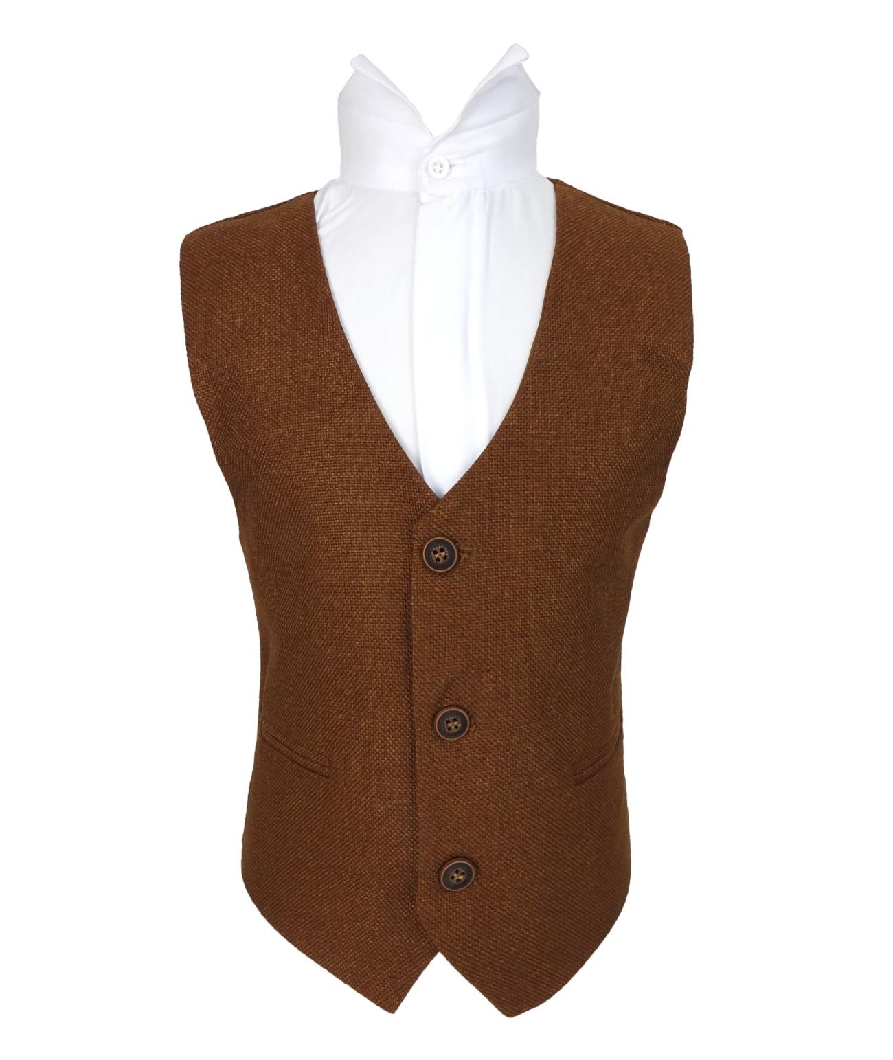 Men's & Boys Tweed Vest Set - Cinnamon Brown