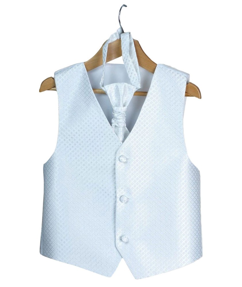 Boys & Men Vest Cravat Hanky Set - White