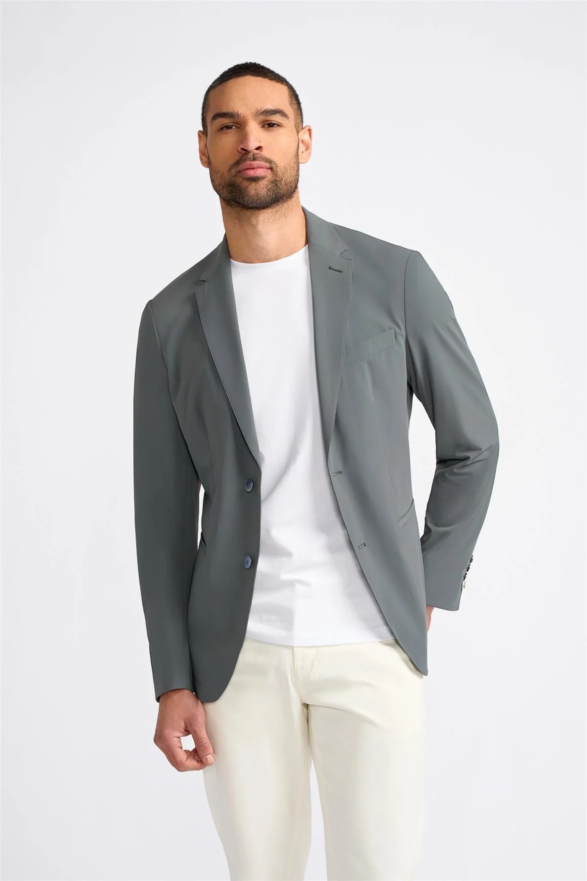Men’s Slim Fit Solid Grey Blazer – BERGAN