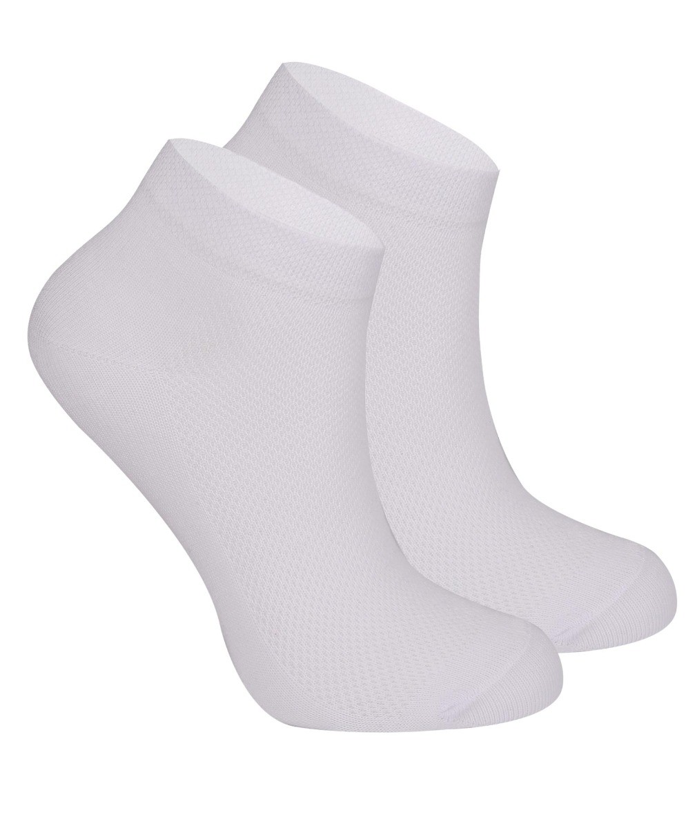 Chaussettes de cheville en coton extensible unisexe, pour garçons & filles - Blanc