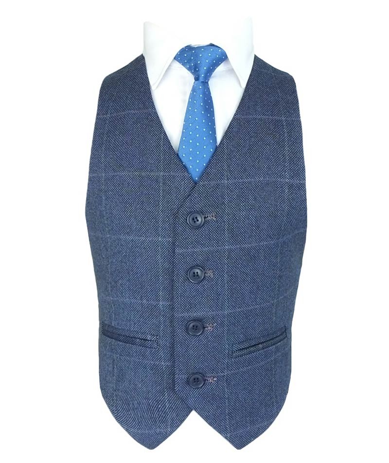 Costume Bleu en Tweed à Carreaux Exclusif pour Garçons