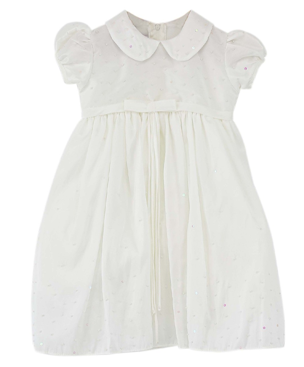 Baby Mädchen Taufkleid 2-Teilig mit Smokarbeit - Weiß