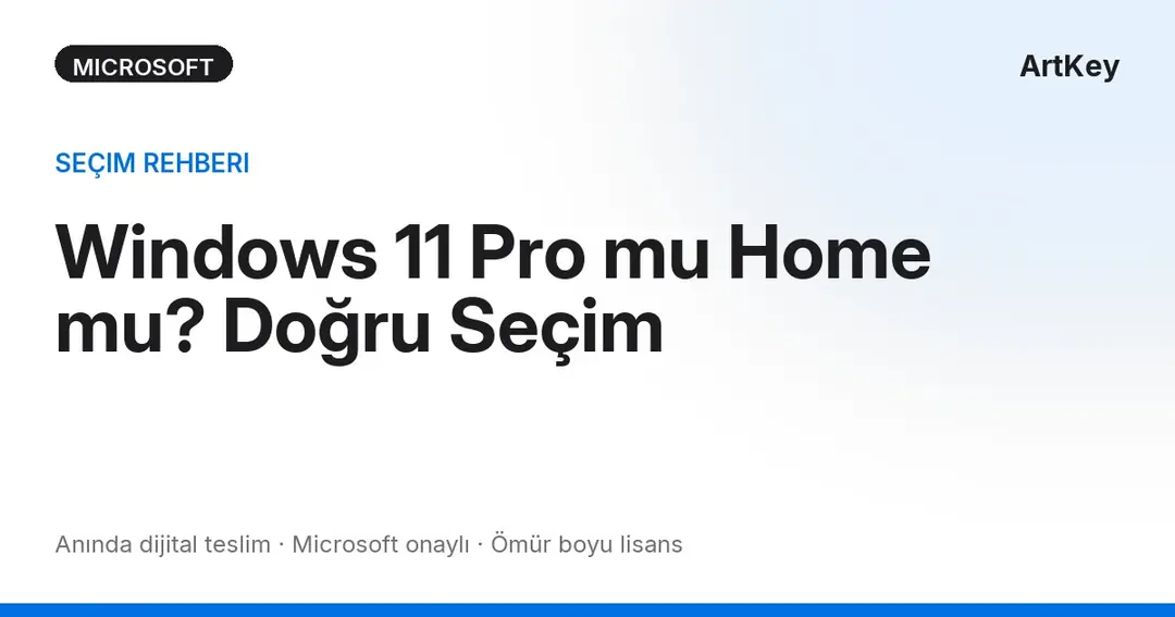 Windows 11 Pro mu Home mu karşılaştırma — BitLocker, uzak masaüstü ve oyun farkı | ArtKey