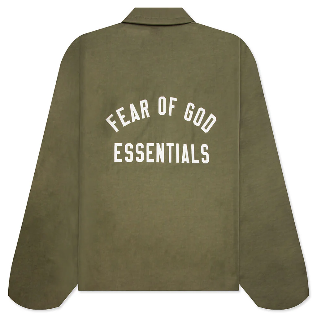 Fear of God Essentials Textured Nylon Hooded Coaches Jacket 'Green'