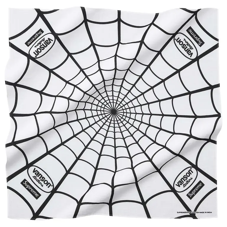 supreme vanson Spider-Man Bandana バンダナ Supreme x Vanson Leathers Spider-Man Bandana 'White