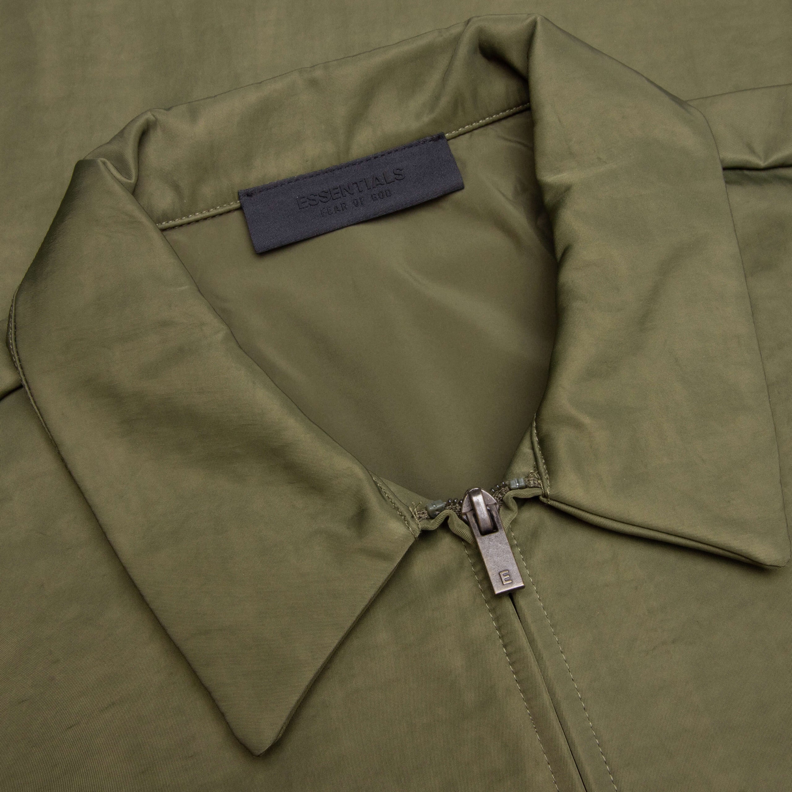 Fear of God Essentials Textured Nylon Hooded Coaches Jacket 'Green'