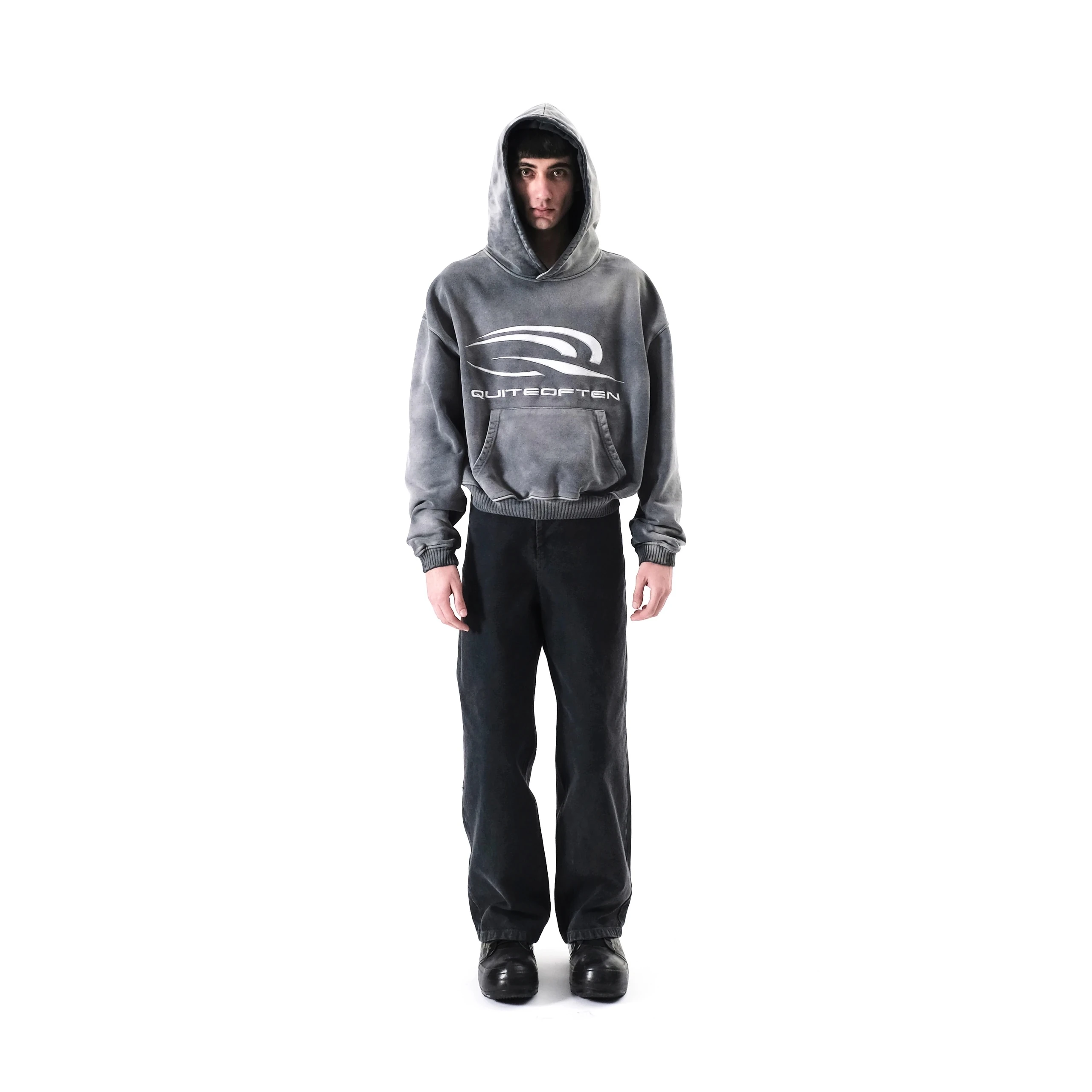 Grey Faded Logo Hoodie