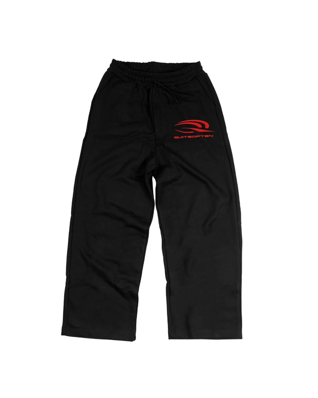 Red on Black Sports Logo Sweatpants
