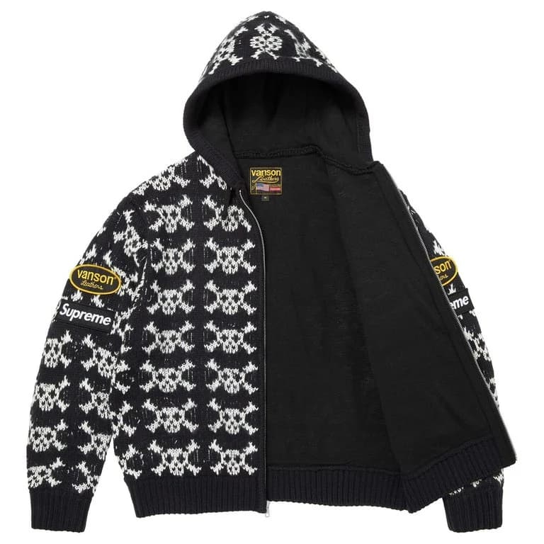 Supreme x Vanson Leathers® Skull Zip Up Hooded Sweater
