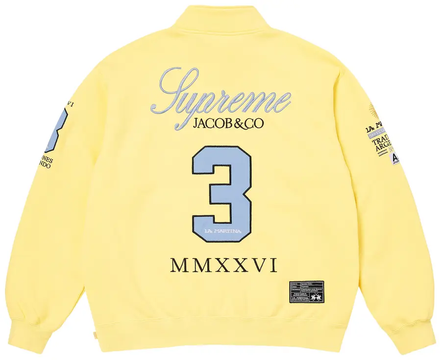 Supreme x La Martina x Jacob & Co Zip Up Sweatshirt 'Light Yellow'