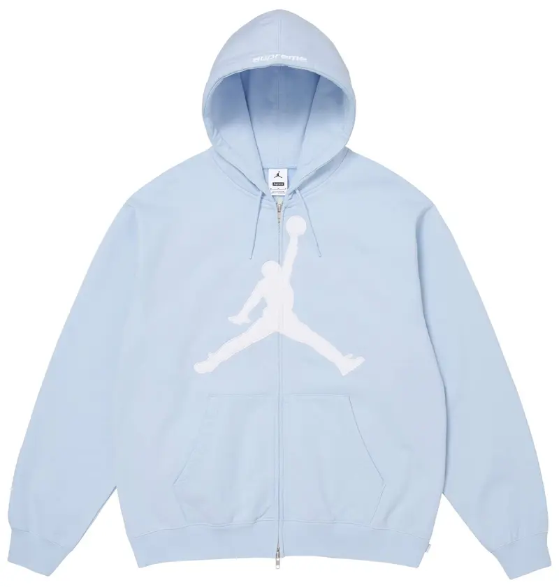 Supreme x Jordan Zip Up Hooded Sweatshirt 'Light Blue'