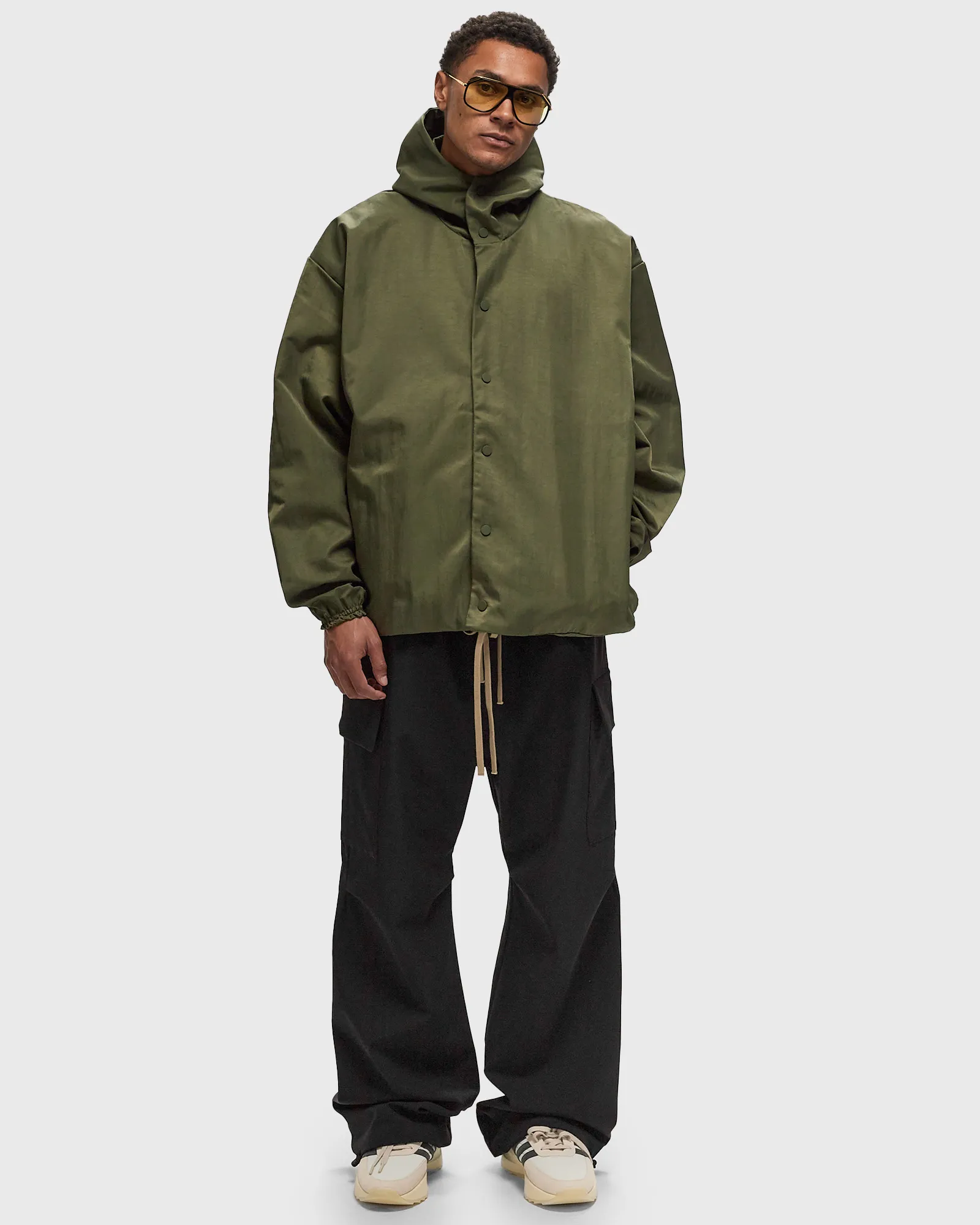 Fear of God Essentials Textured Nylon Hooded Coaches Jacket 'Green'