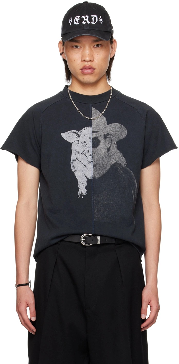 E.R.D Human & Pig Print Short Sleeves Tee