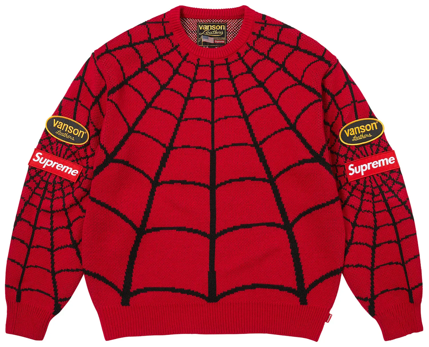 Supreme x Vanson Leathers Spider-Man Sweater 'Red'