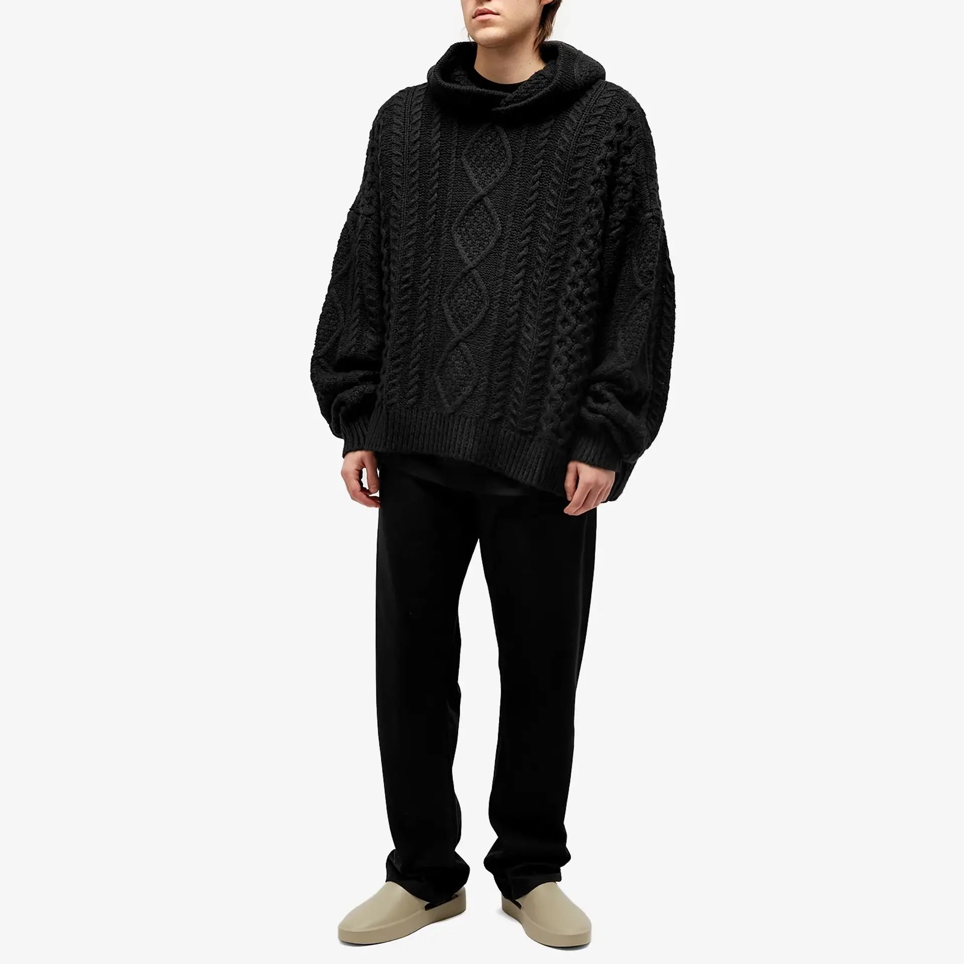 Fear of God ESSENTIALS Cable Knit Hoodie 'Jet Black'
