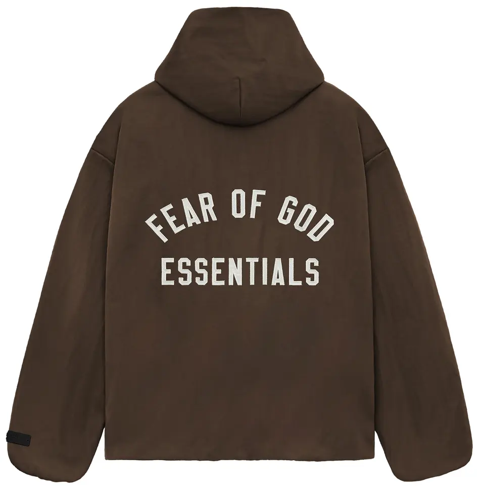 Fear of God Essentials Textured Nylon Hooded Coaches Jacket 'Brown'