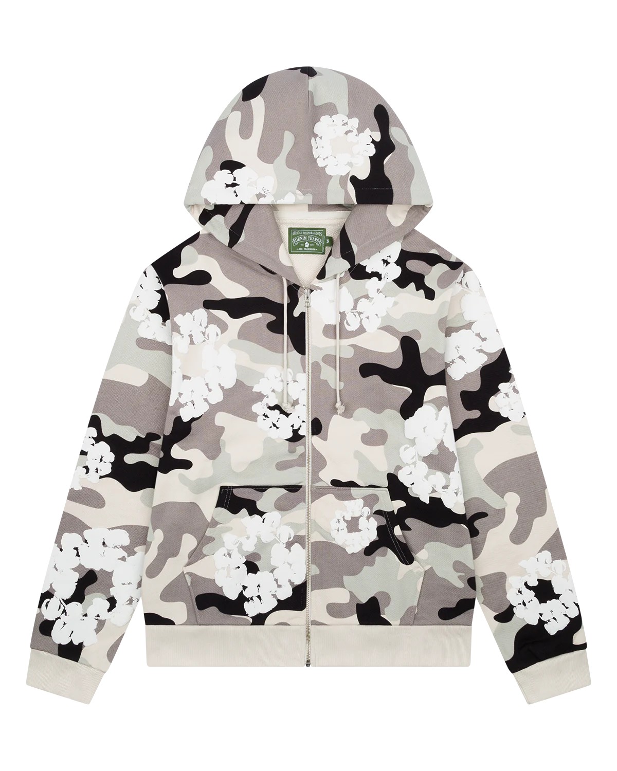 Denim Tears White Camo Cotton Wreath Zip Hoodie