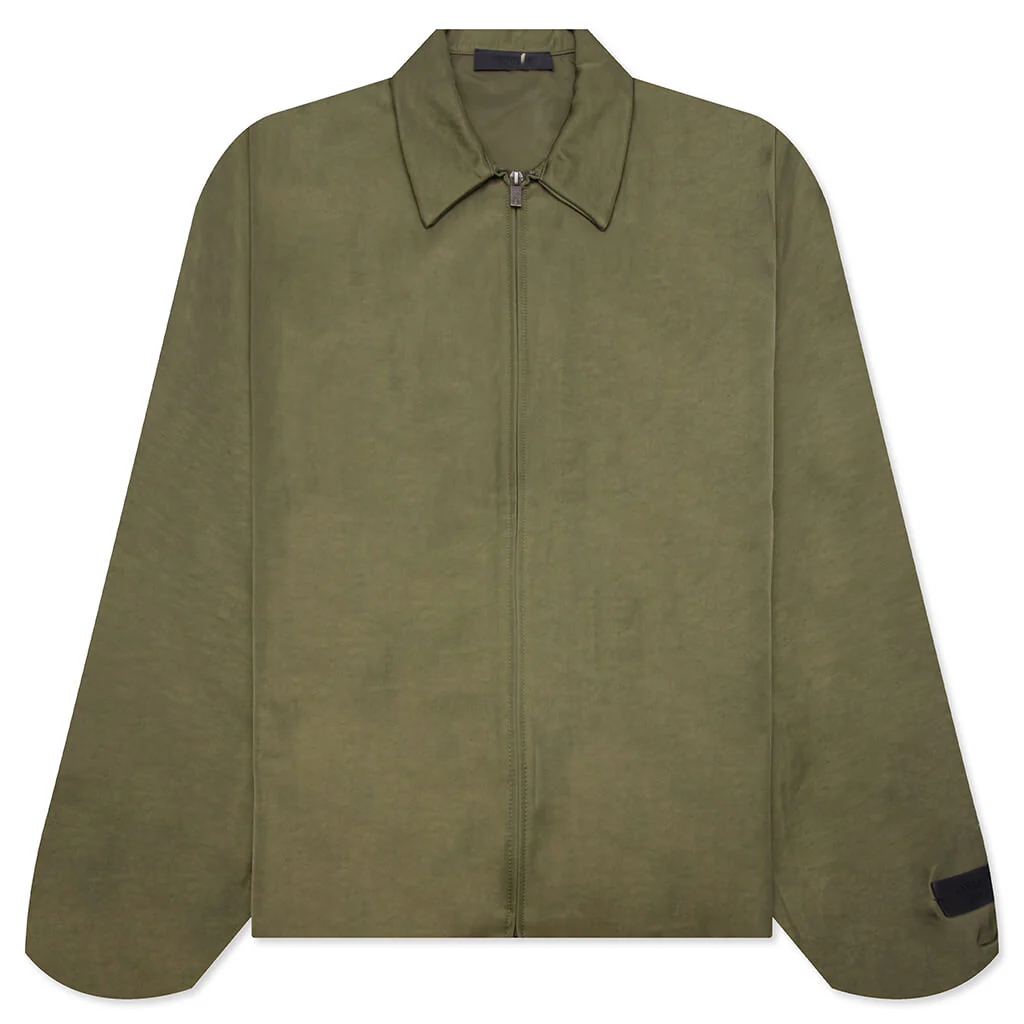 Fear of God Essentials Textured Nylon Hooded Coaches Jacket 'Green'