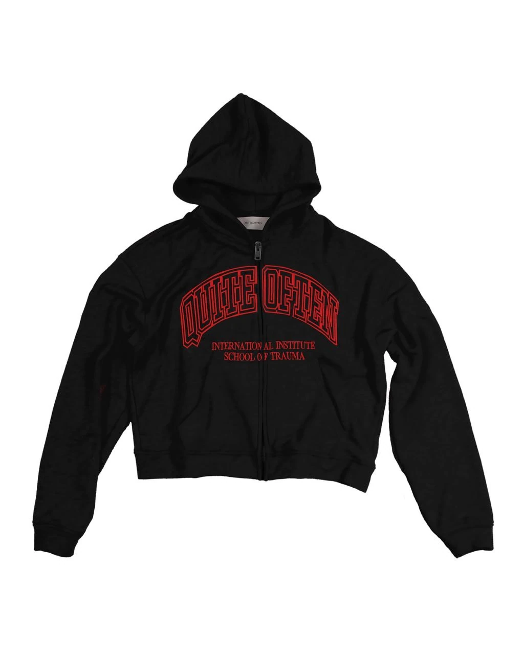 Red on Black College Zip Hoodie