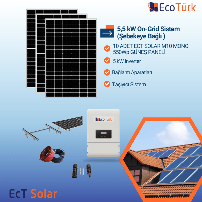 5,5 KW ON-GRID ŞEBEKELİ SİSTEM 