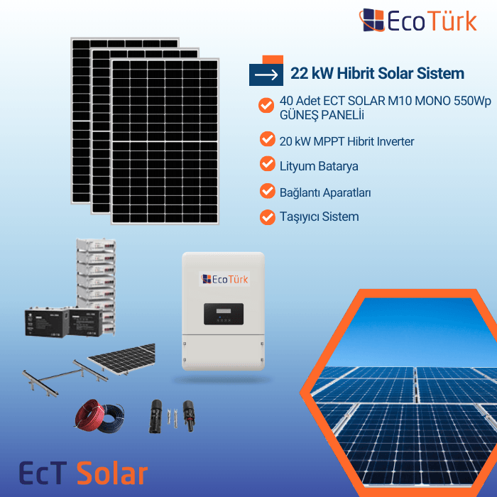 22 kW HİBRİT SOLAR PAKET SİSTEM