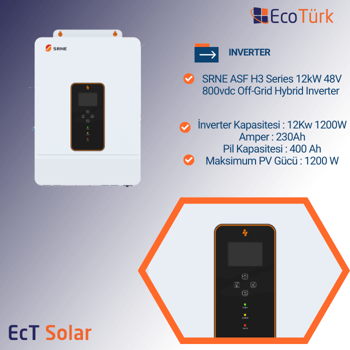 INVERTER SRNE ASF H3 Series 12kW 48V 800vdc Off-Grid Hybrid Inverter