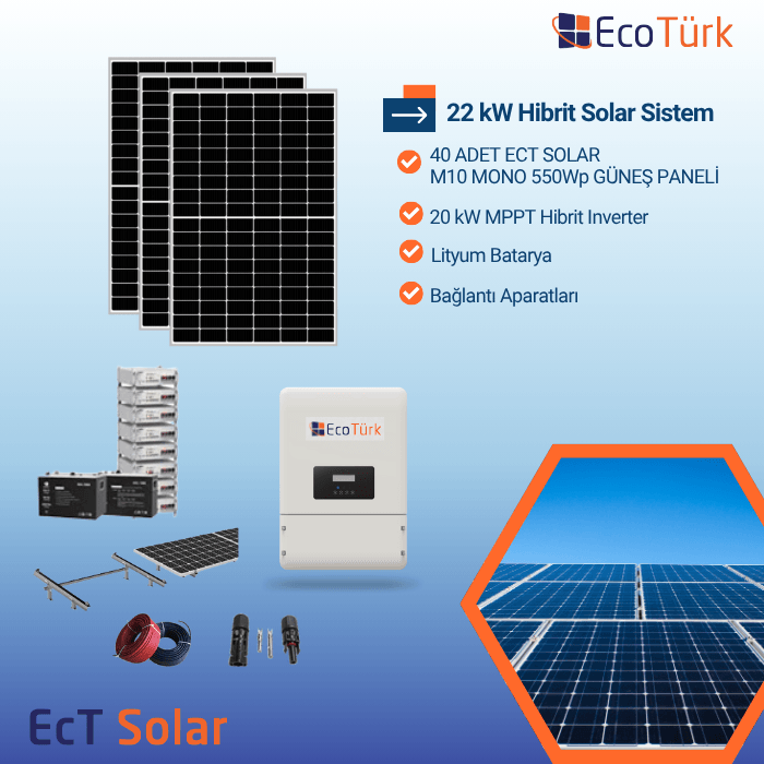 22 kW HİBRİT SOLAR PAKET SİSTEM