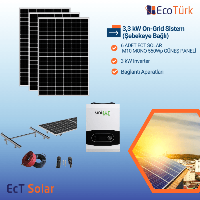 3,3 kW ON-GRID SİSTEM (ŞEBEKELİ)