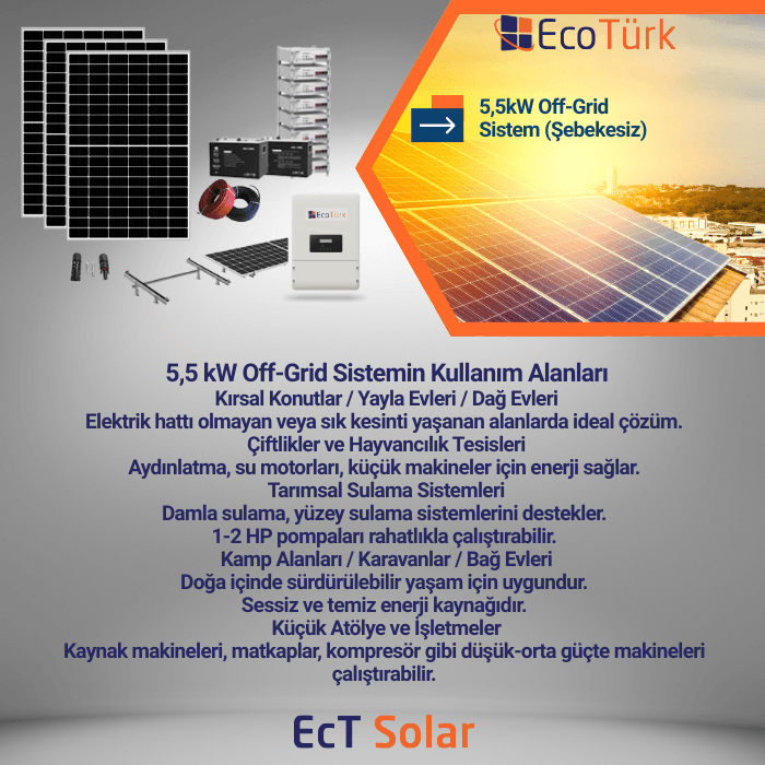 5,5 kW OFF-GRID SİSTEM (ŞEBEKEDEN BAĞIMSIZ)