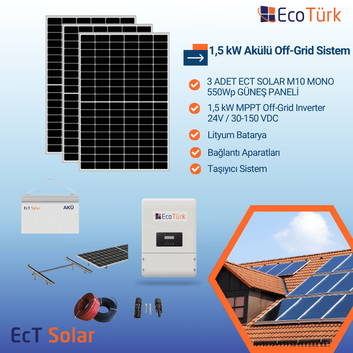 1.5 kW OFF-GRID SİSTEM ( HOBİ BAHÇE SİSTEMLERİ)