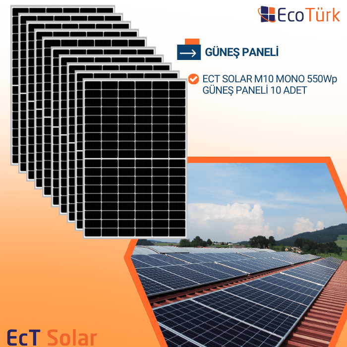 ECT SOLAR 550W GÜNEŞ PANELİ 10 ADET