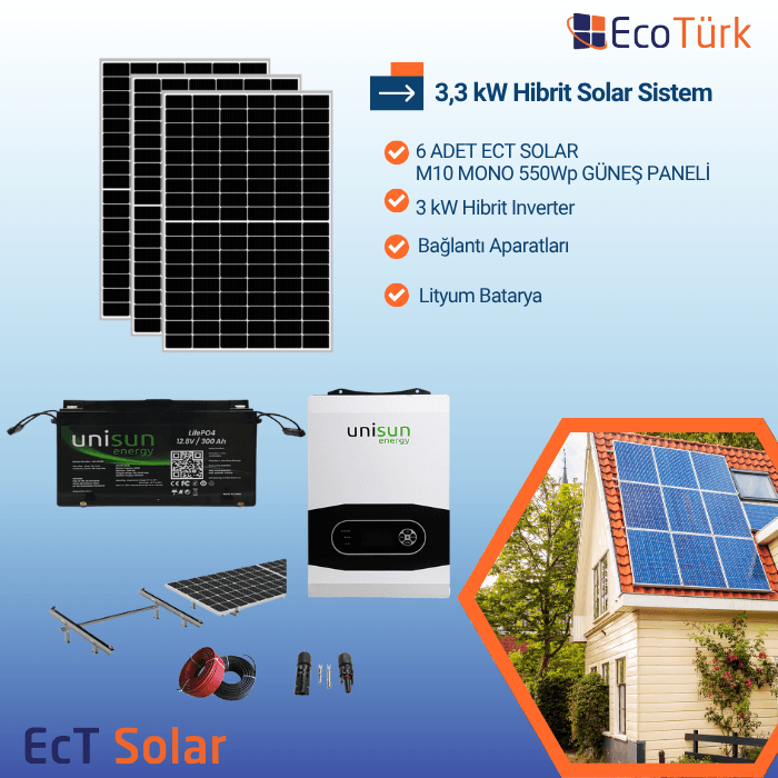 3,3 kW HİBRİT SOLAR SİSTEM
