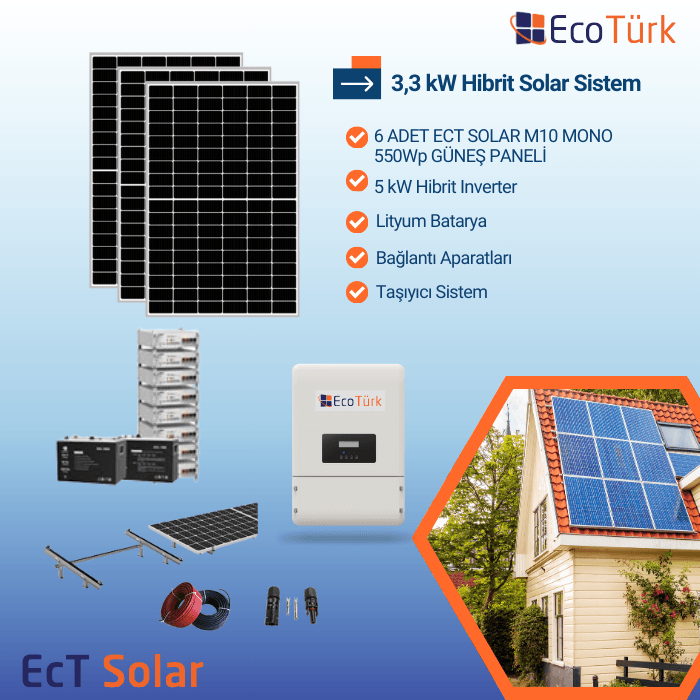 3,3 kW HİBRİT SOLAR SİSTEM