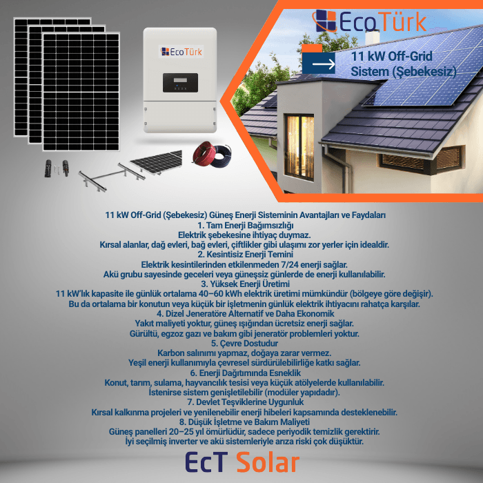 11 kW OFF-GRID SİSTEM (ŞEBEKEDEN BAĞIMSIZ)