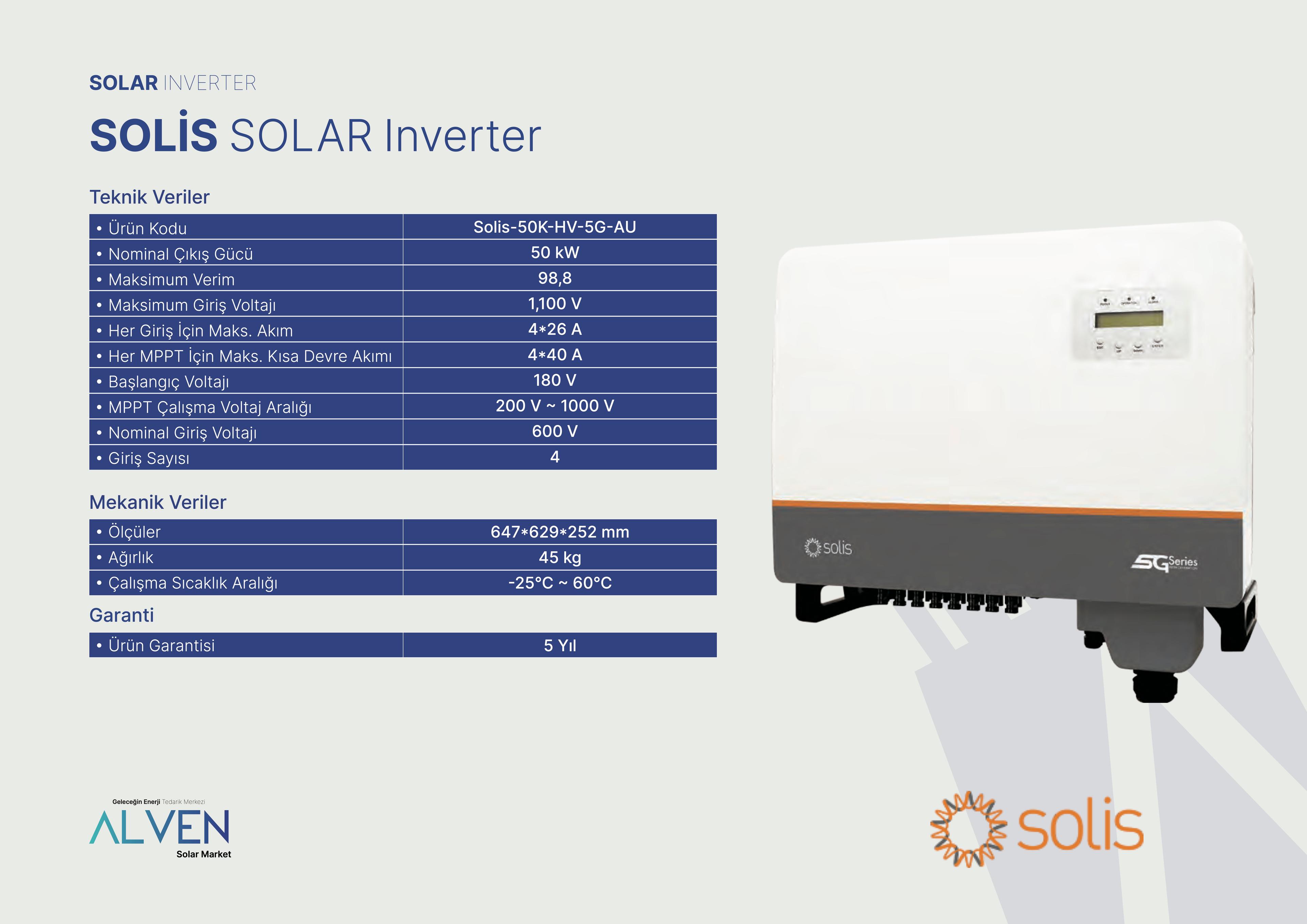 SOLİS ON-GRİD INVERTER 50 kW