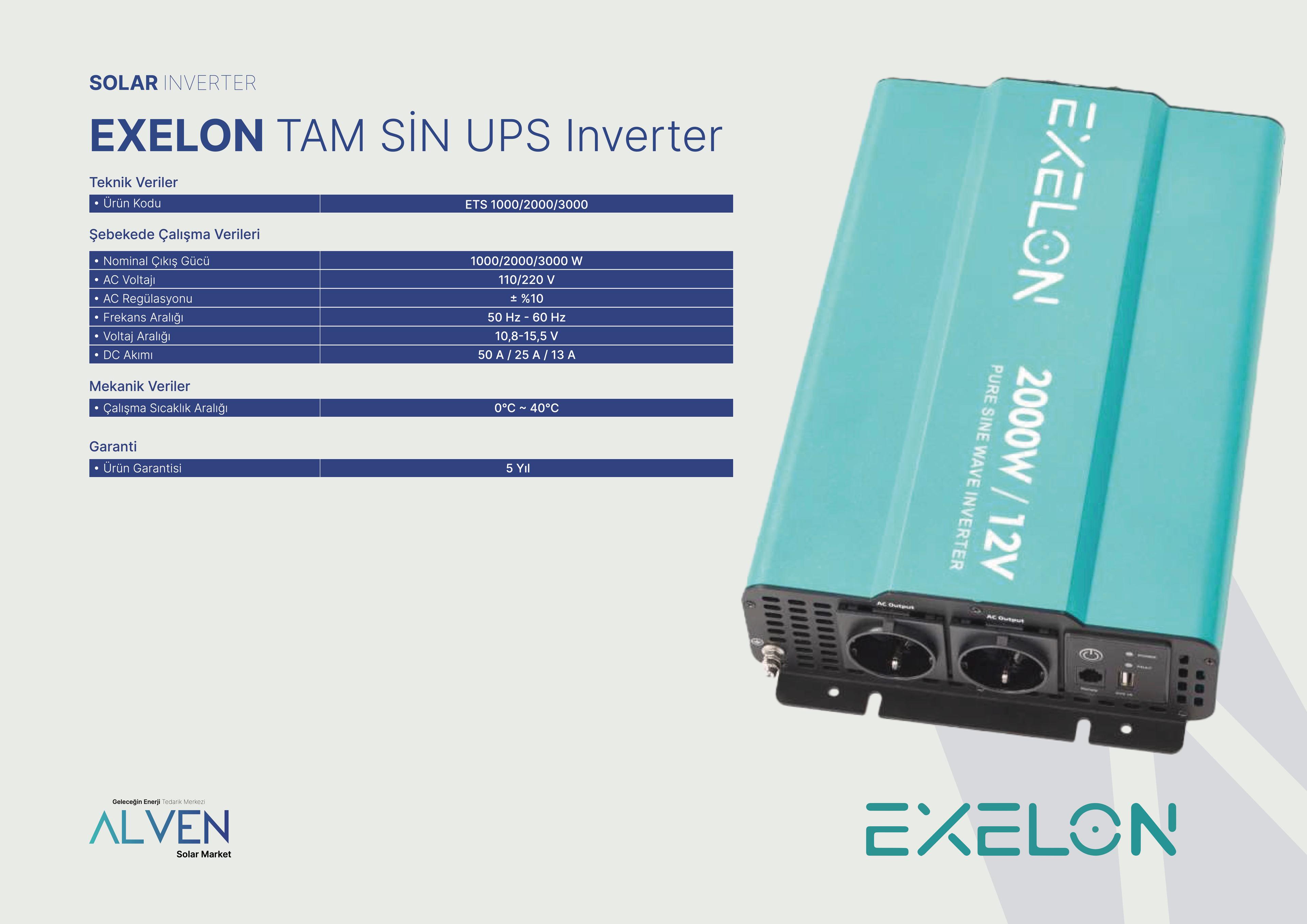 EXELON TAM SİNÜS UPS  INVERTER 12V 3000 W (3 kW)