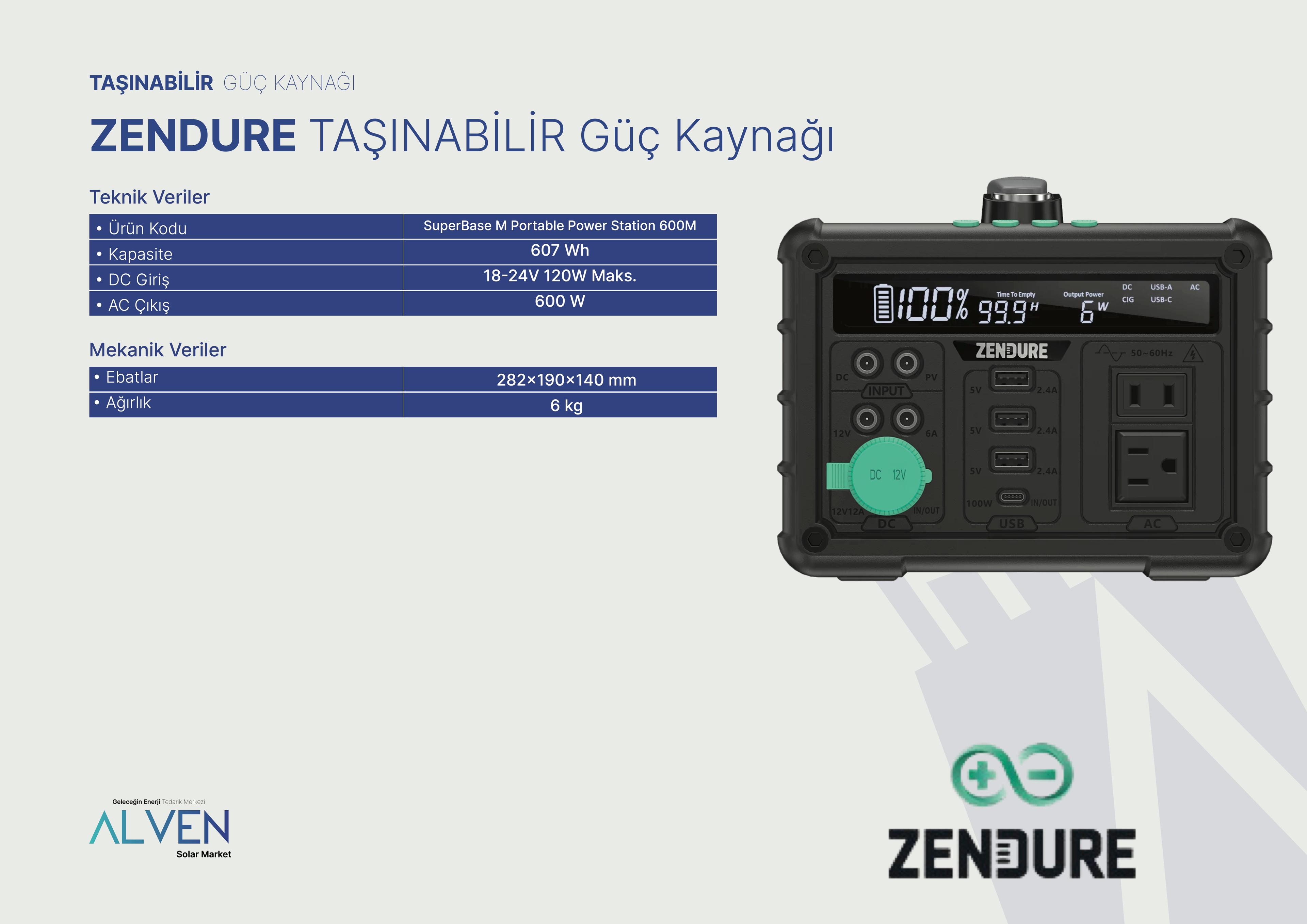 ZENDURE TAŞINABİLİR GÜÇ KAYNAĞI 600 W