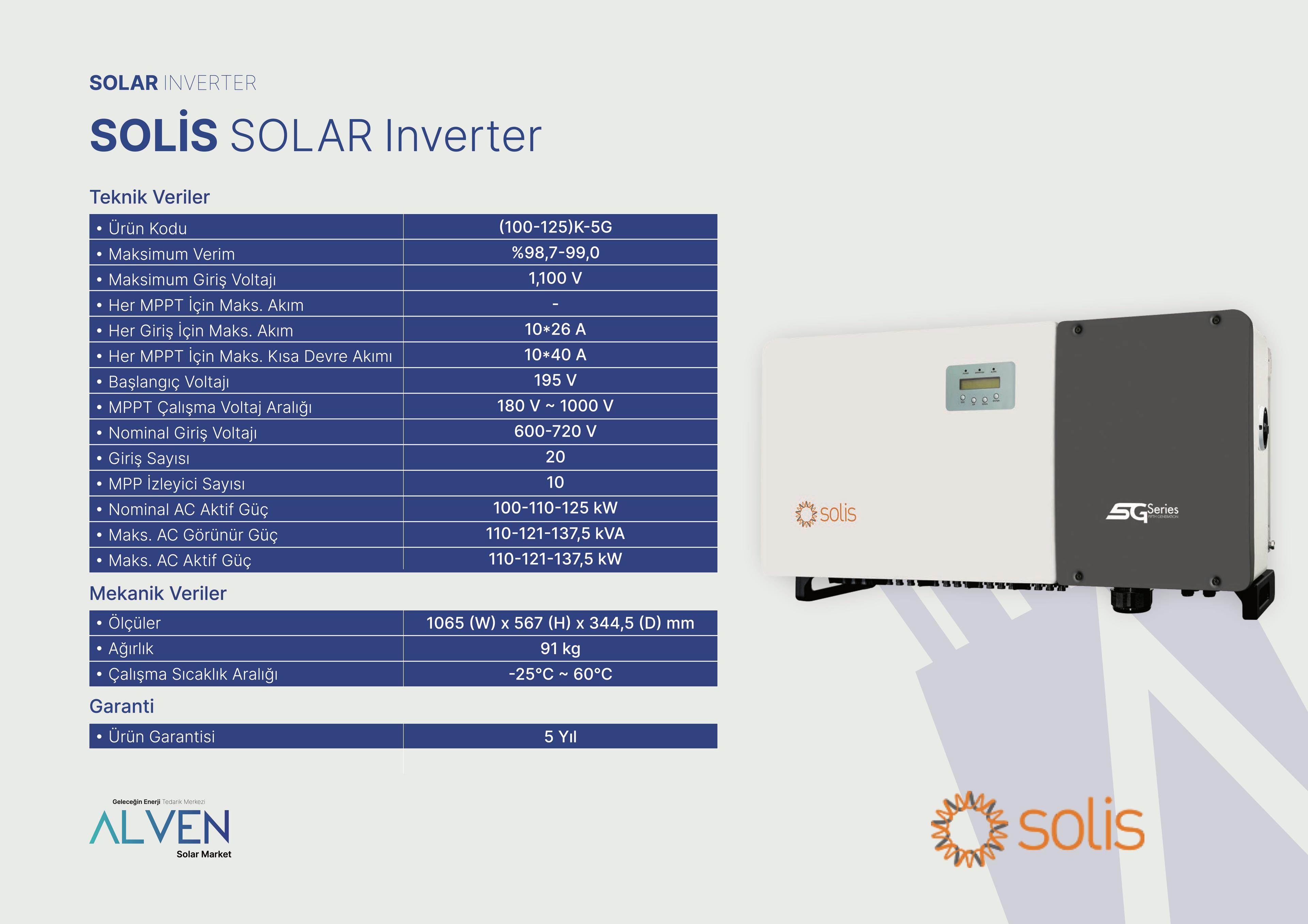 SOLİS ON-GRİD SOLAR INVERTER 110 kW