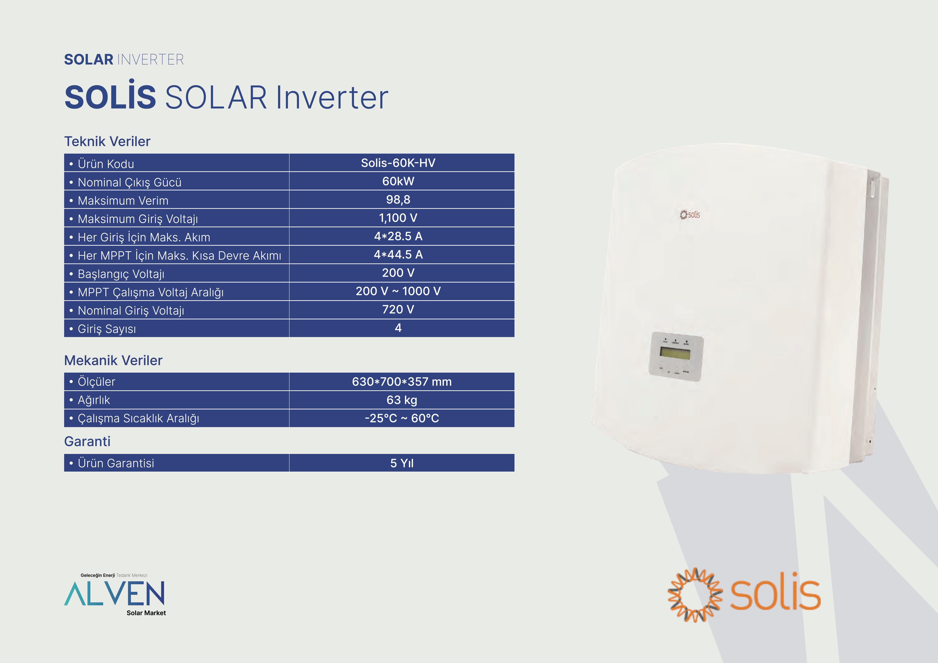 SOLİS ON-GRİD INVERTER 60 kW