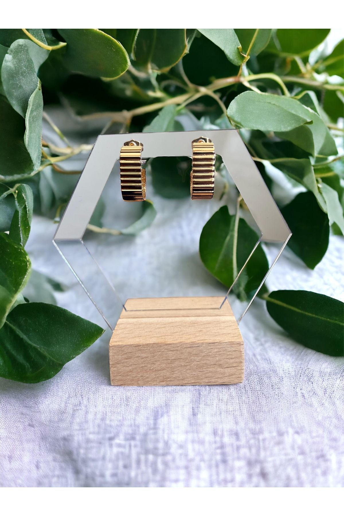 Kadın Xuping Marka Rose Gold Geometrik Form Çelik Küpe
