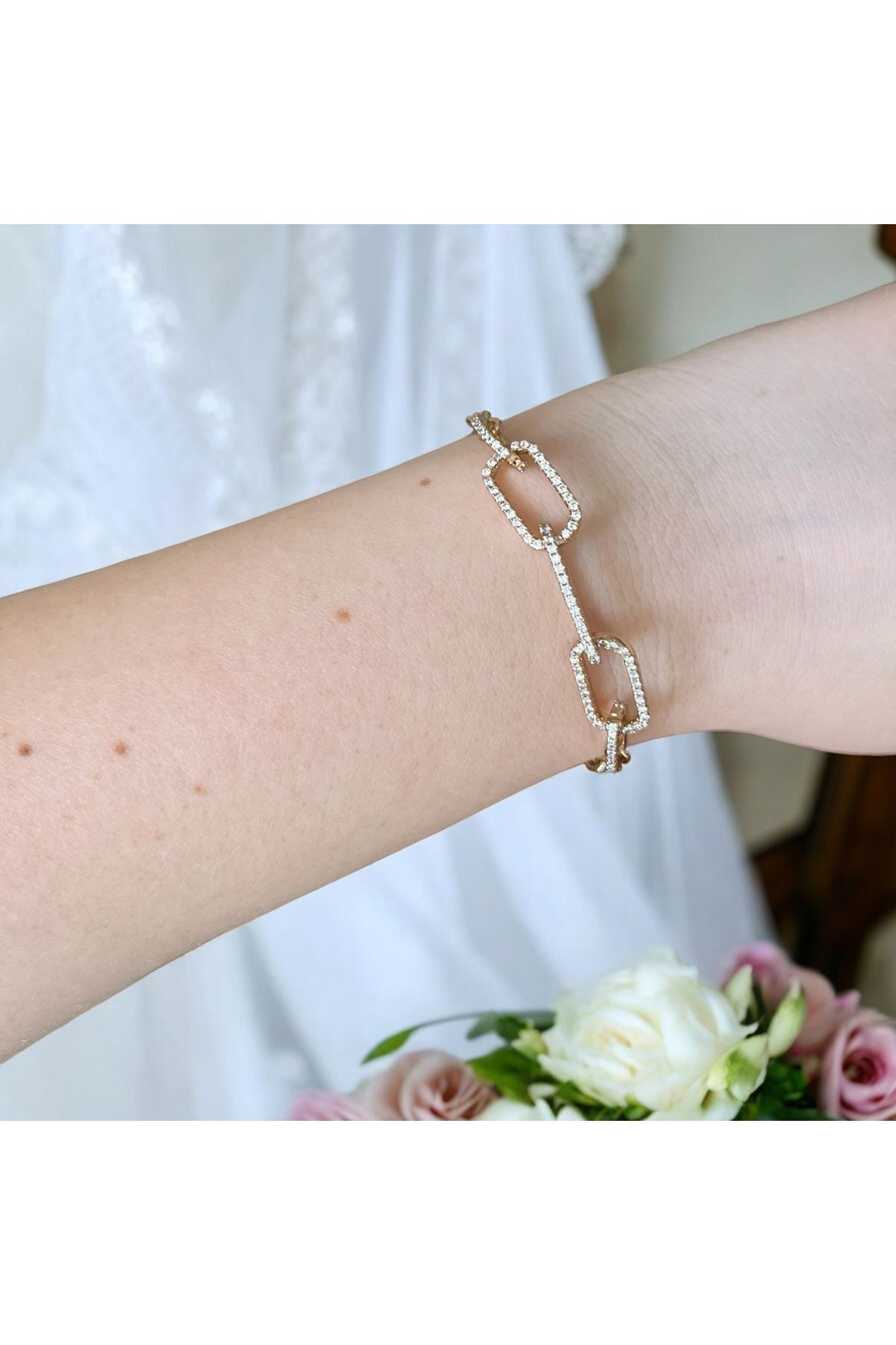 Xuping Rose Gold Zirkon Taşlı Kararmaz Üst Kalite Çelik Bileklik