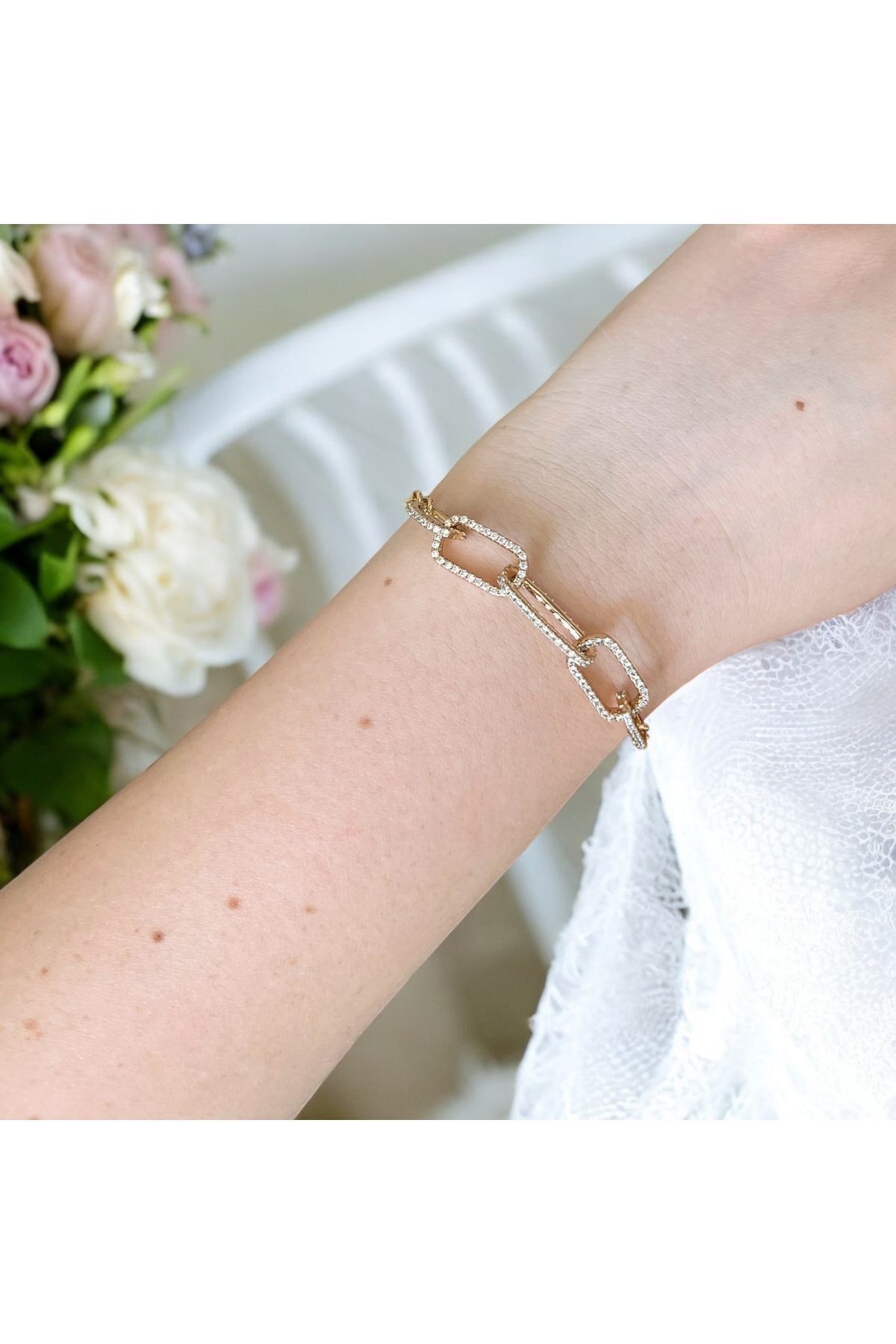 Xuping Rose Gold Zirkon Taşlı Kararmaz Üst Kalite Çelik Bileklik