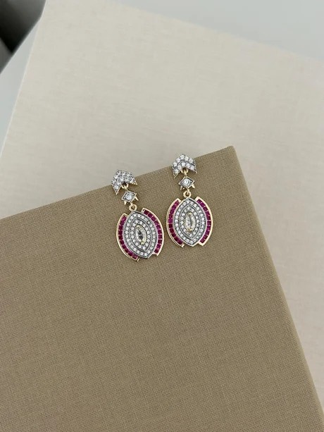 Pembe Taş Detaylı MG Seri Küpe