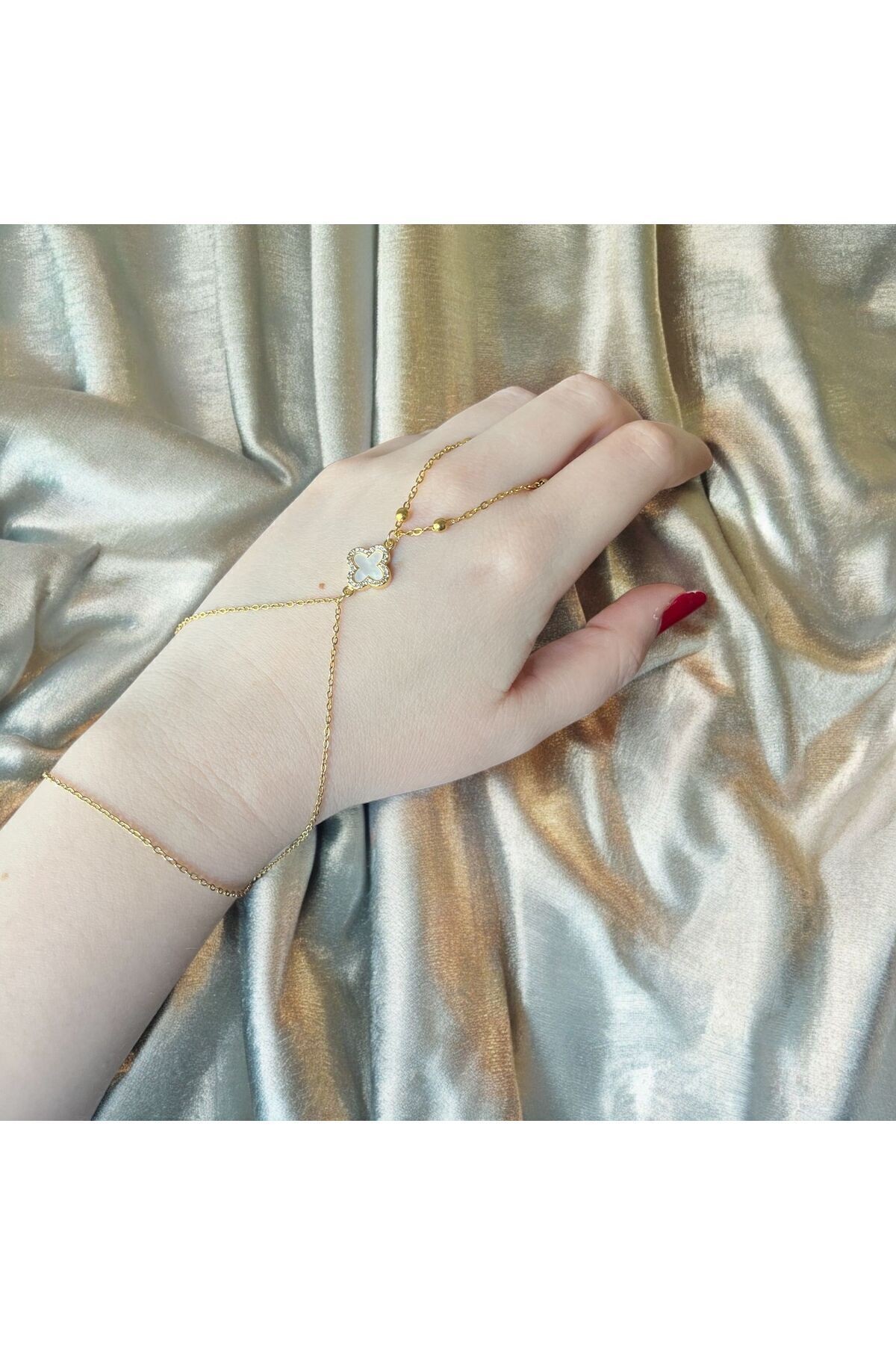 Gold Van Cleef Yonca Model Şahmeran Çelik Bileklik