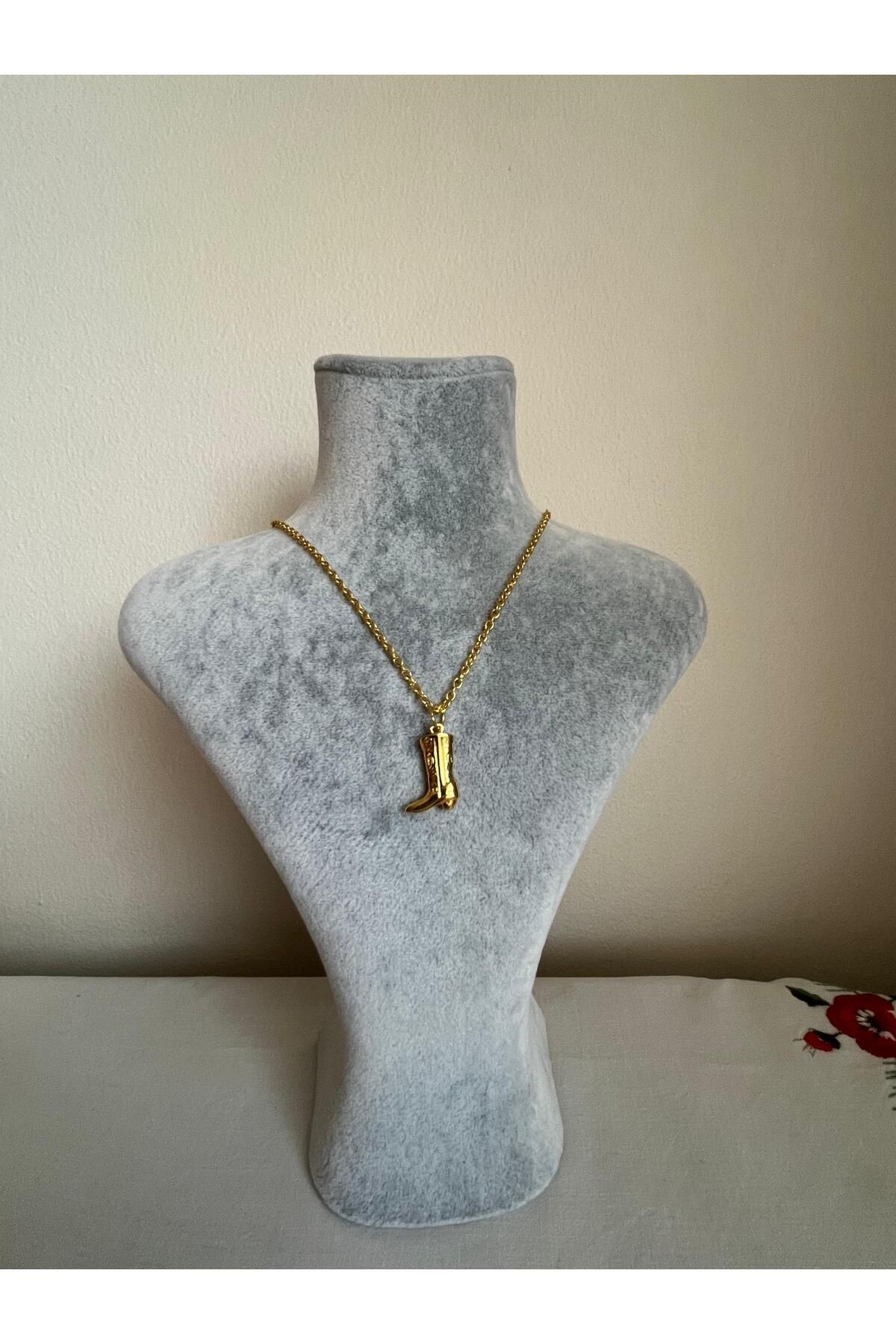 Altın Rengi Minimal Kovboy Çizme Kolye